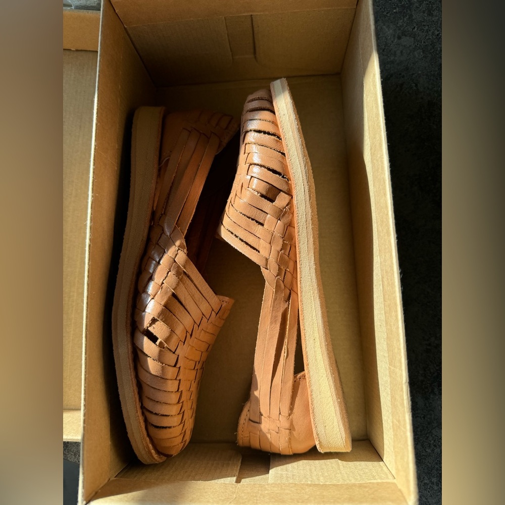 Tan Toni Pons Authentic Haurache Mexican Style Leather Slip Ons